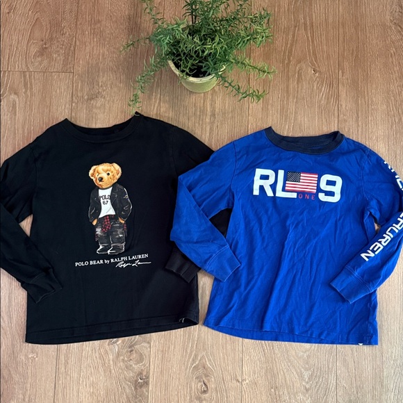 ((2 PIECE)) BOYS POLO RALPH LAUREN LONG SLEEVE COTTON TEE BUNDLE SIZE 5/6 - Picture 1 of 4